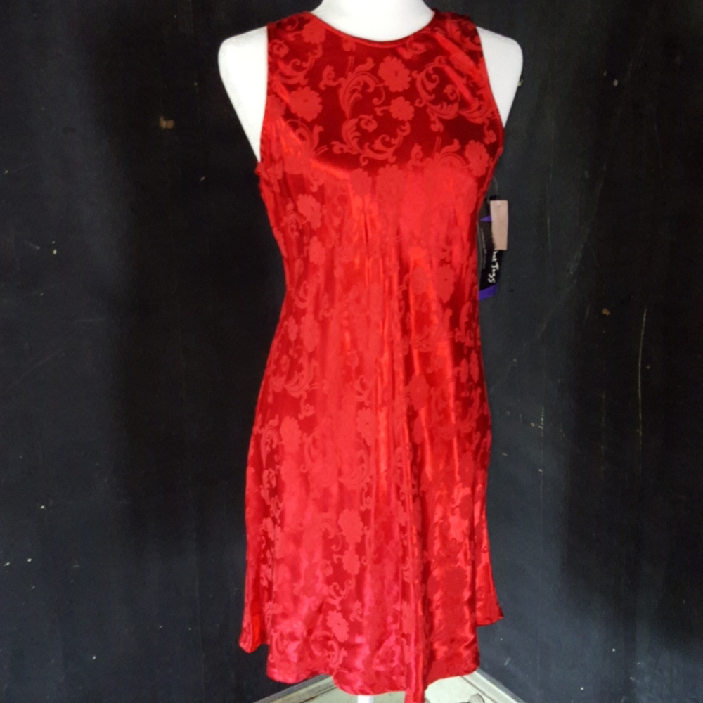 Red satin dress